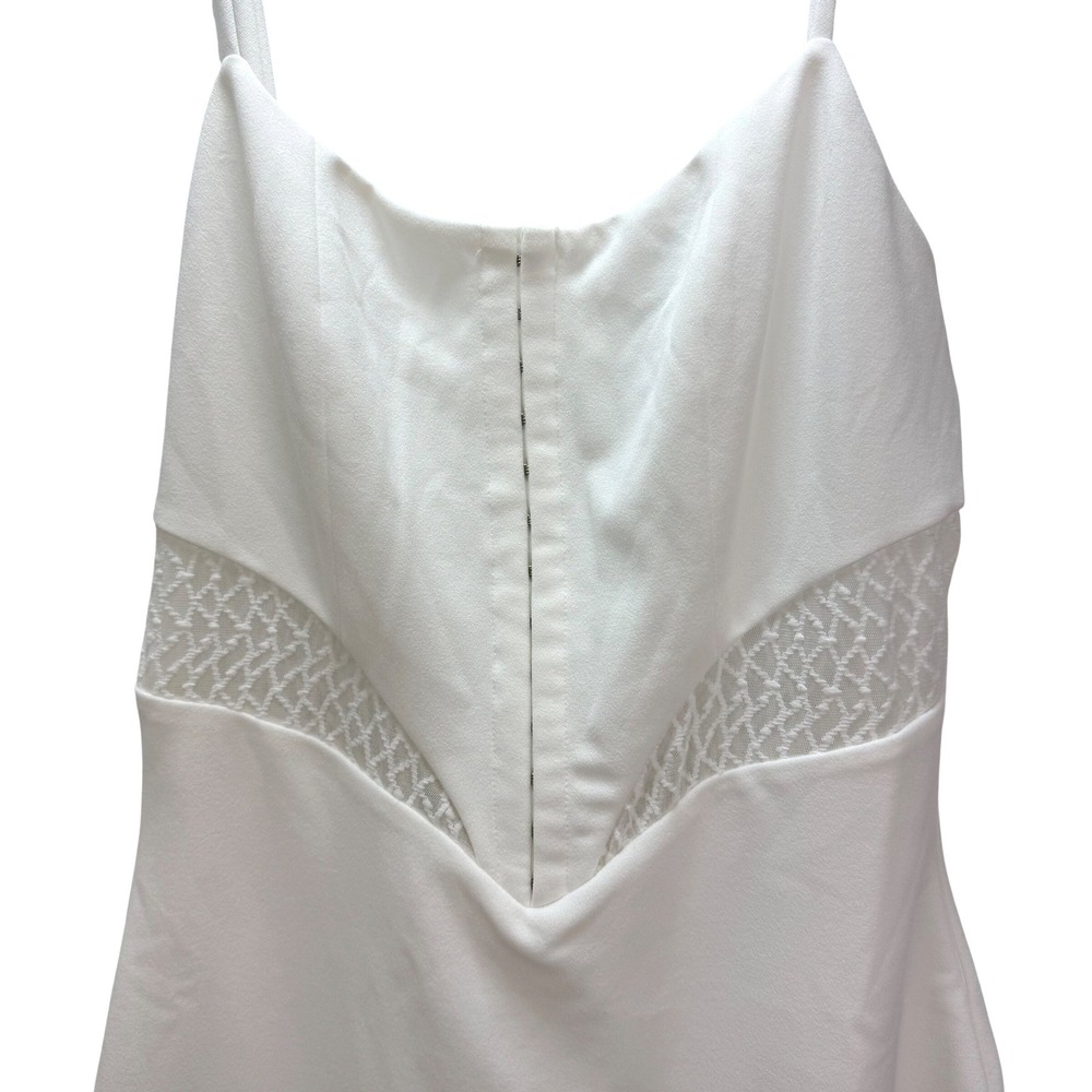Privy White Slip Dress Size Medium – Mesh Panel Bodycon Mini Bachelorette Party - Picture 3 of 9